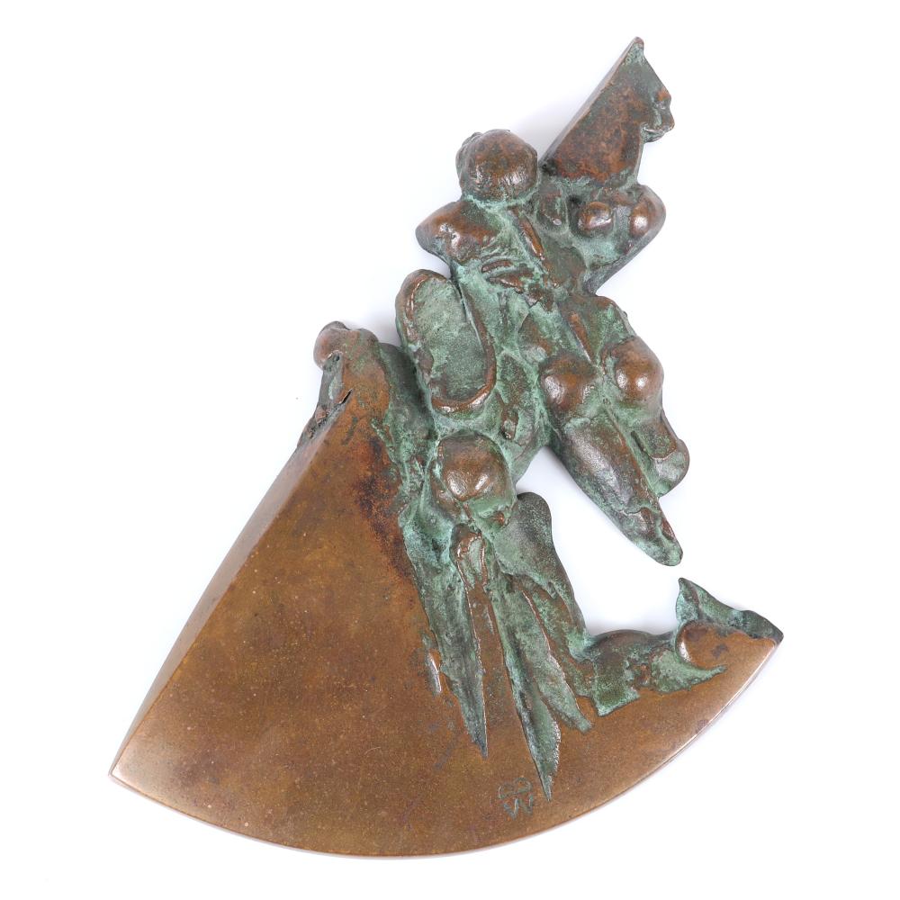 Appraisal: WIESLAW BIELAK POLISH B NUDES SMALL WALL HANGING BRONZE FIGURE