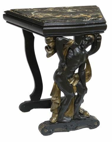 Appraisal: Diminutive Italian marble-top table late th c parcel gilt and