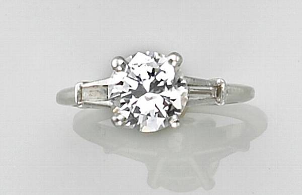 Appraisal: A diamond and platinum ring principal diamond weighing approximately carats