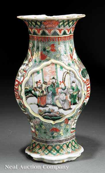 Appraisal: A Chinese Kangxi-Style Famille Verte Porcelain Lobed Vase probably th