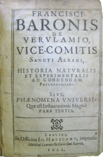 Appraisal: BACON FRANCIS Sir Historia Naturalis et Experimentalis ad condendam philosophiam