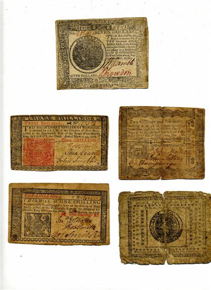 Appraisal: pieces American Continental Colonial Paper Currency Continental Congress Three Dollars