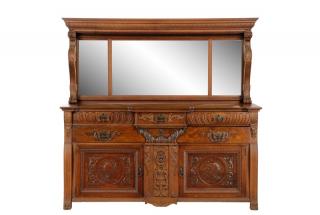 Appraisal: Horner Style Oak Server Sideboard w Mirror Back Manner of