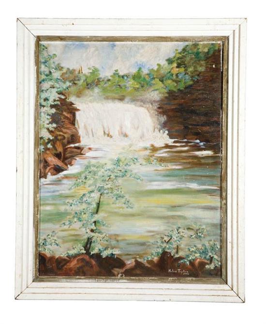 Appraisal: LANDSCAPE WITH WATERFALL BY HELEN TAYLOR ILLINOIS TH CENTURY Oil