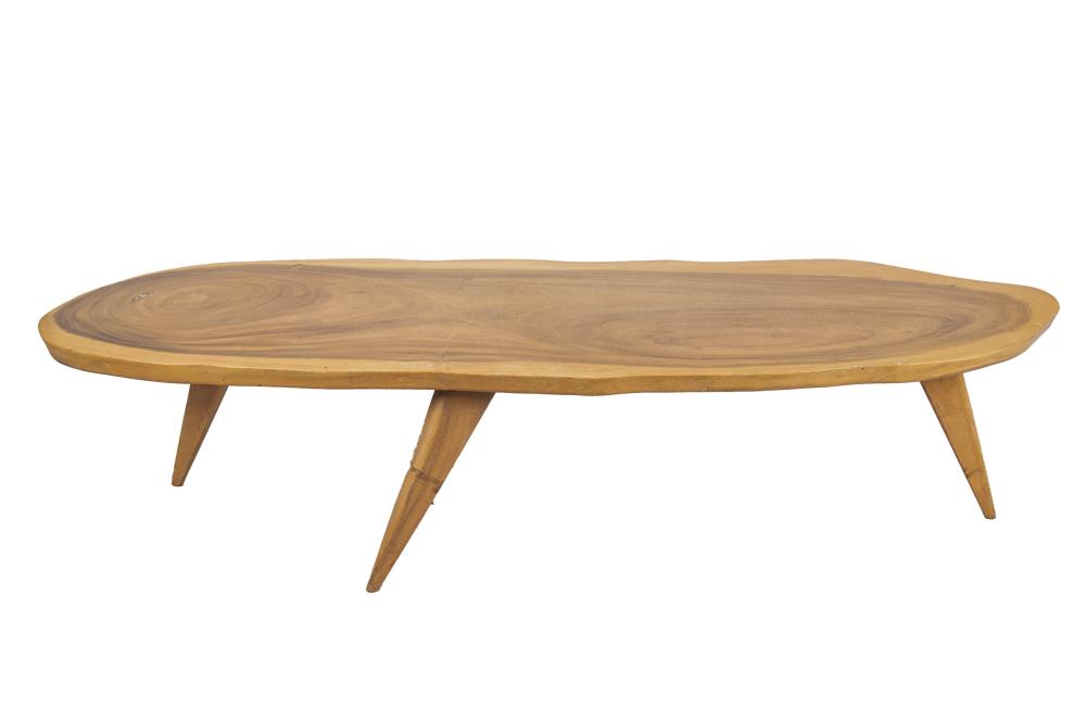 Appraisal: MID-CENTURY MODERN LIVE EDGE STYLE COFFEE TABLECondition with areas of