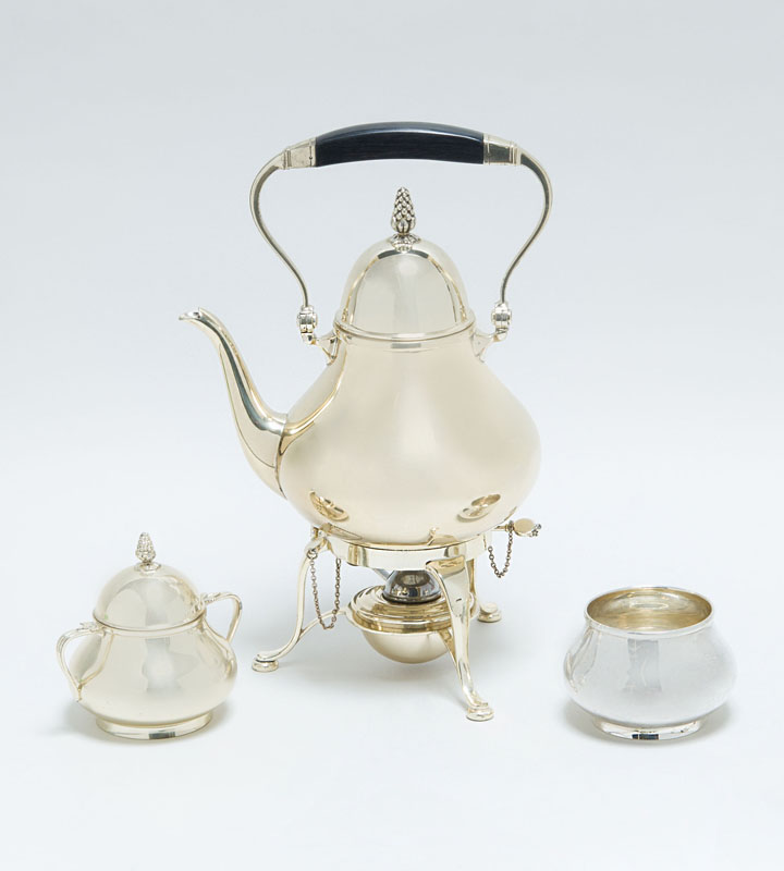 Appraisal: TIFFANY CO SILVER THREE-PIECE PART TEA SERVICE Marked 'Tiffany Co