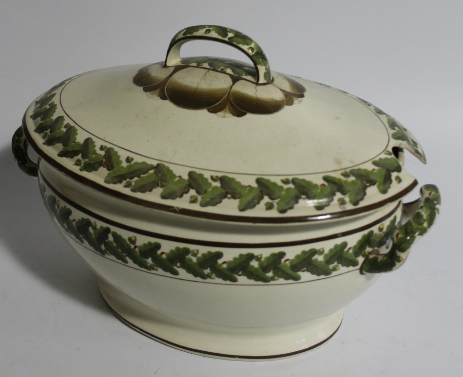 Appraisal: An early thC Staffordshire creamware sauce tureen the oval body