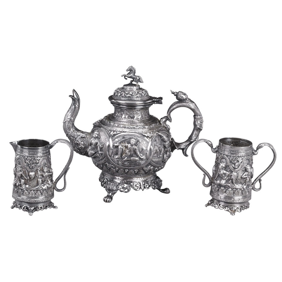 Appraisal: Burmese Silver Tea Service c comprising three pieces height cm