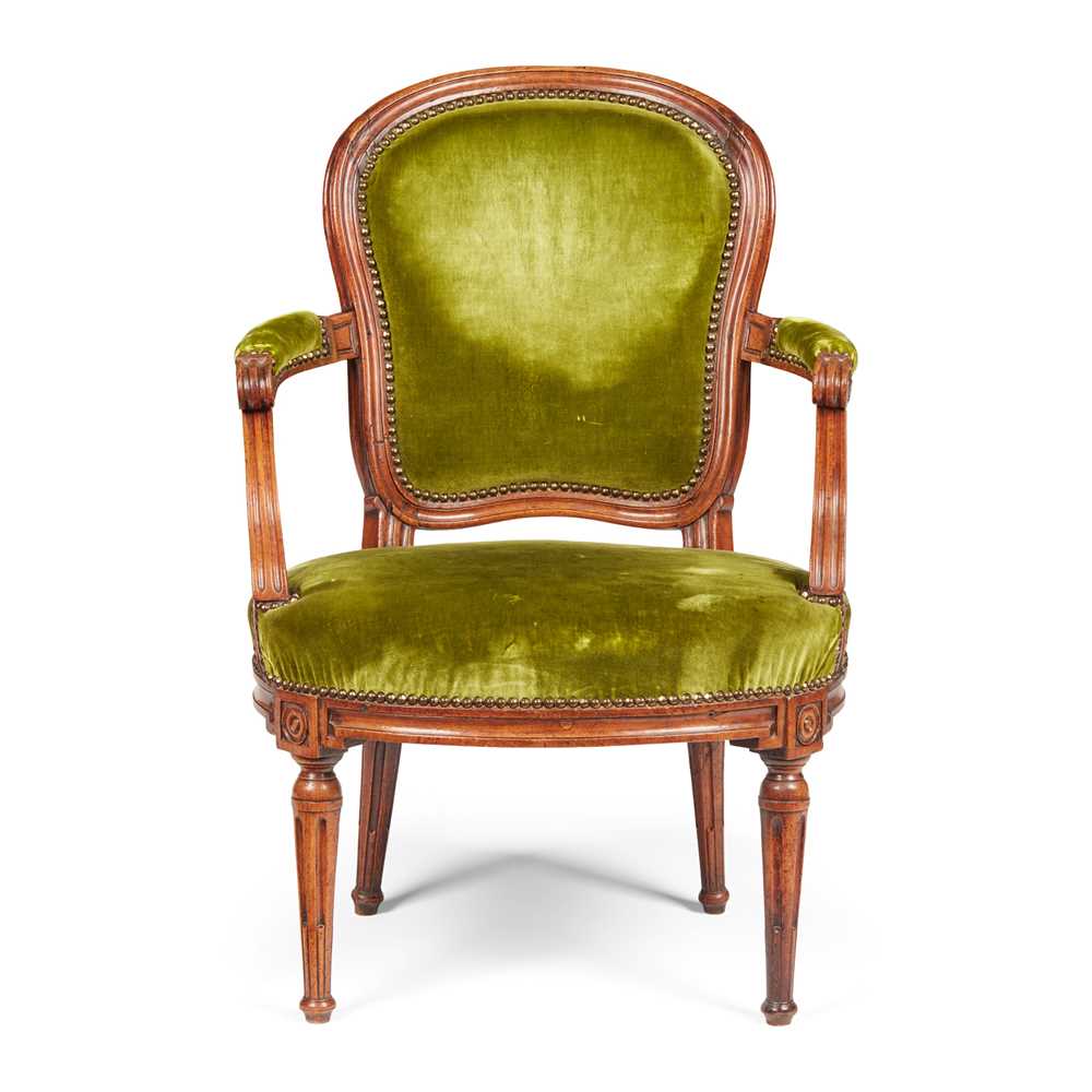 Appraisal: FRENCH LOUIS XVI MAHOGANY FAUTEUIL BY JEAN NICHOLAS CHENEAUX TH