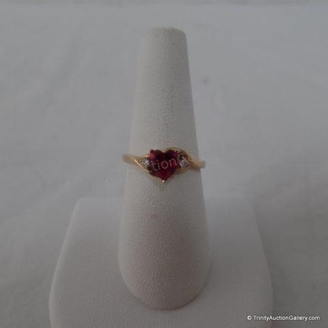 Appraisal: k Gold Ladies Ruby Heart Cut Ring Type Hallmarked k