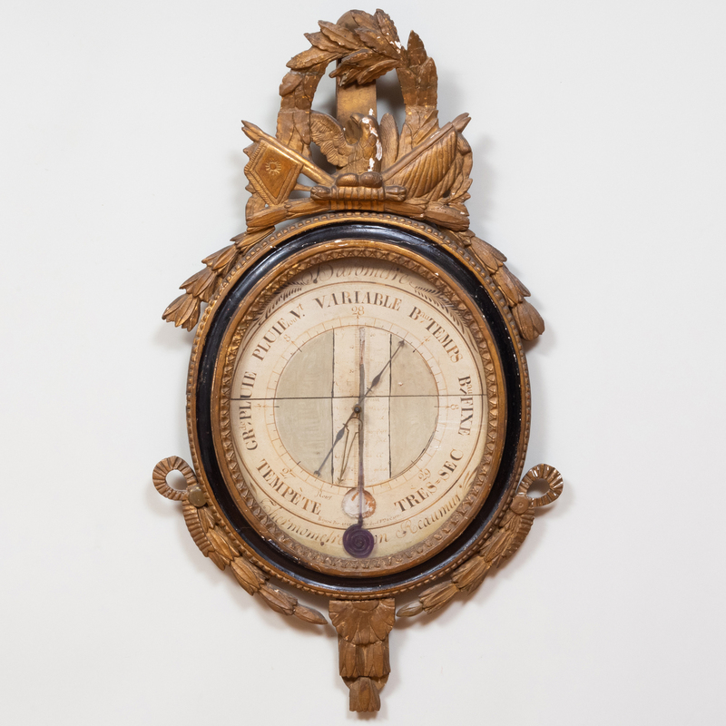 Appraisal: FRENCH GILTWOOD AND EBONIZED BAROMETER x in Condition Wear fading