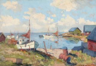 Appraisal: A FINE EARLY TO MID TH C HARBOR SCENE A