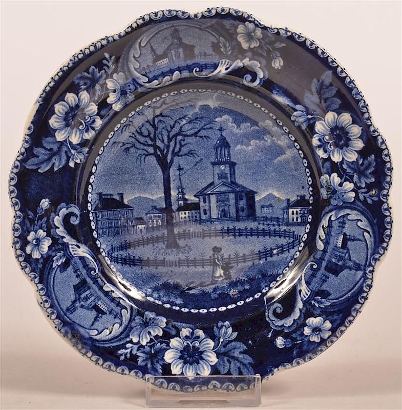 Appraisal: Historical Staffordshire Blue Toddy Plate Historical Staffordshire Blue Transfer China