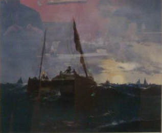 Appraisal: BRALEY Clarence Pastel Fishing Boats at Dawn Signed LL Clarence