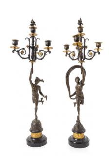 Appraisal: A Pair of Grand Tour Bronze Four-Light Candelabra late th