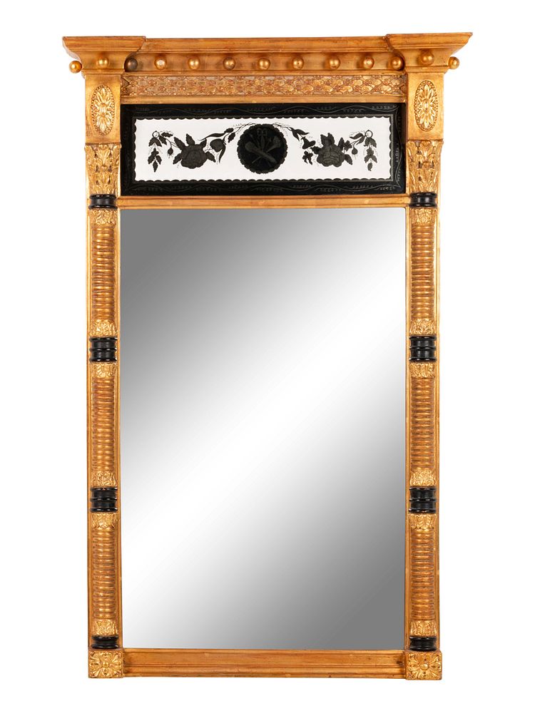 Appraisal: A Federal Style Giltwood and Eglomise Mirror A Federal Style