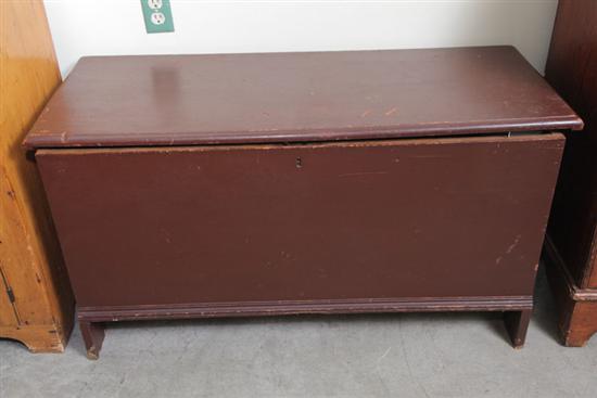 Appraisal: BLANKET CHEST Dark red paint with interior til and bootjack