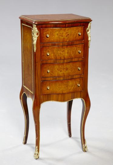 Appraisal: Louis XV-Style Mahogany and Exotic Woods Commode of diminutive proportions