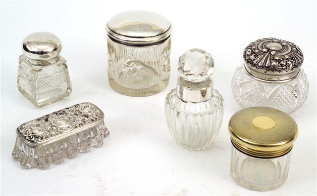 Appraisal: GEORGE V SILVER-TOPPED DRESSING TABLE JAR BIRMINGHAM of cylindrical form