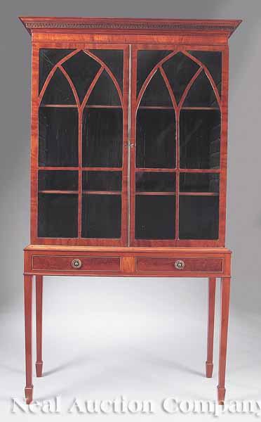 Appraisal: An Antique Georgian-Style Mahogany Bookcase on Stand late th c