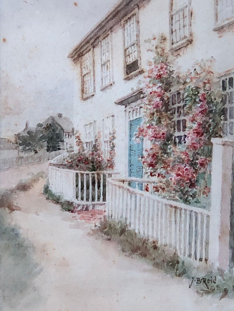 Appraisal: Jane Brewster Reid Watercolor Nantucket Street Scene Exclusive on Bidsquare