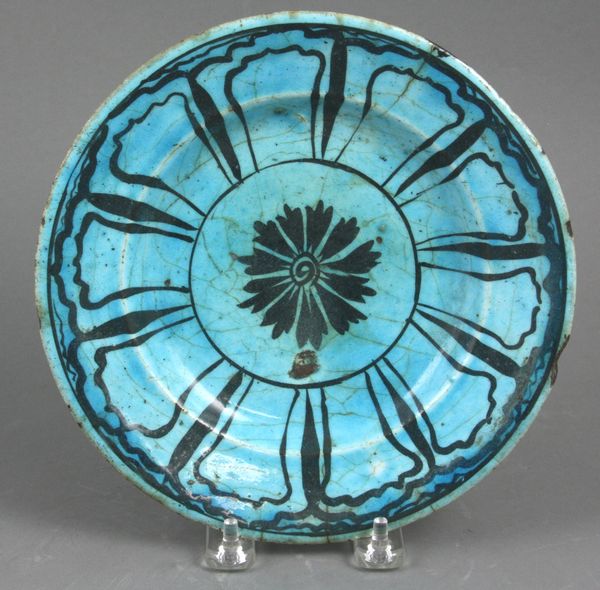 Appraisal: th th Century Persian blue glazed small plate dia Small