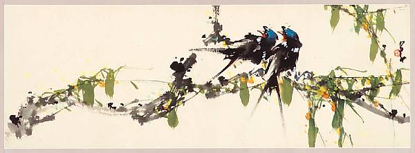 Appraisal: Zhao Shaoang Chao Shao'ang - Birds and Bamboo Ink and