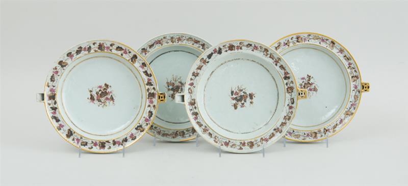 Appraisal: SET OF FOUR CHINESE EXPORT PORCELAIN WARMING PLATES Each with