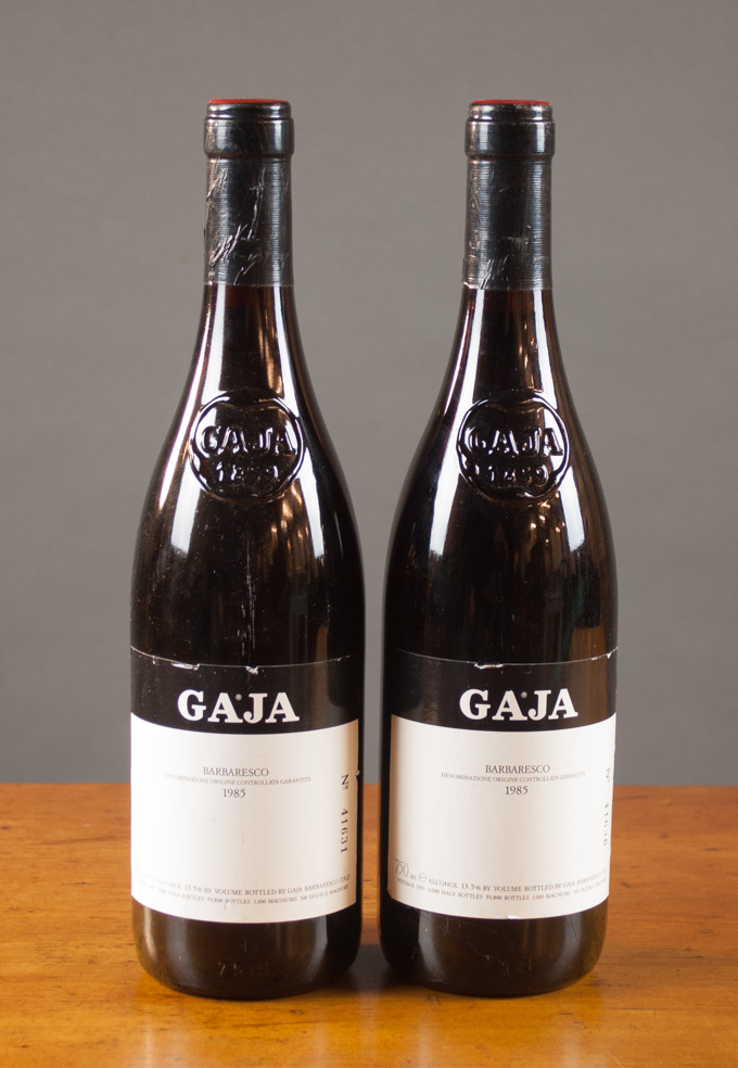 Appraisal: TWO BOTTLES OF VINTAGE ITALIAN RED WINE Gaja Barbaresco Piemonte