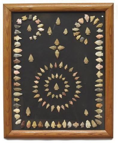 Appraisal: lot of Framed Native American arrowheads of various size and