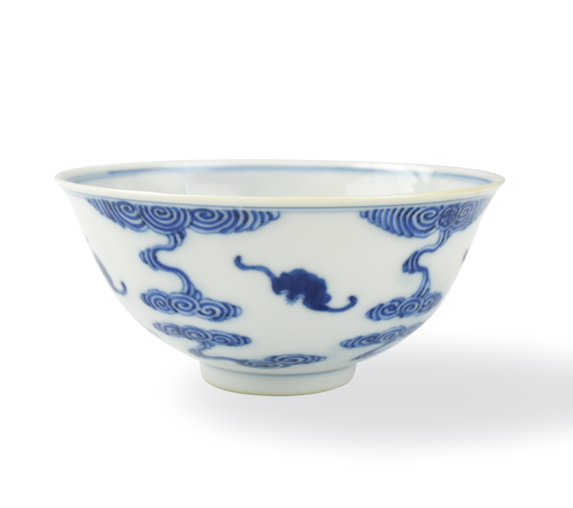 Appraisal: CHINESE BLUE WHITE BAT CLOUD BOWL TH C Chinese th