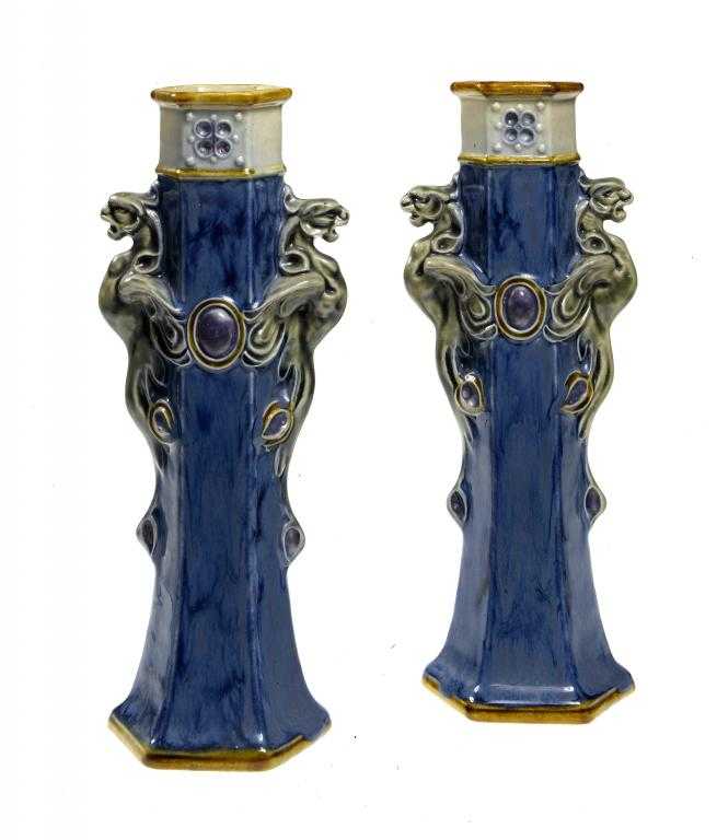 Appraisal: A PAIR OF DOULTON WARE SLIP CAST VASES DESIGNED BY