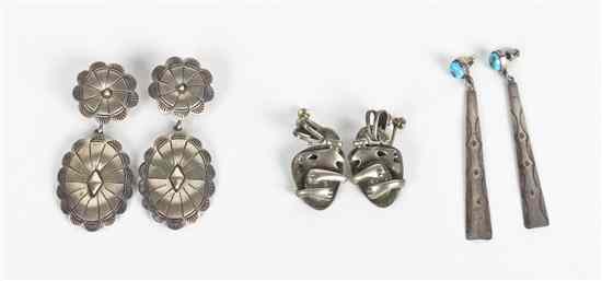 Appraisal: A Group of Five Pairs of Southwestern and Mexican Earrings