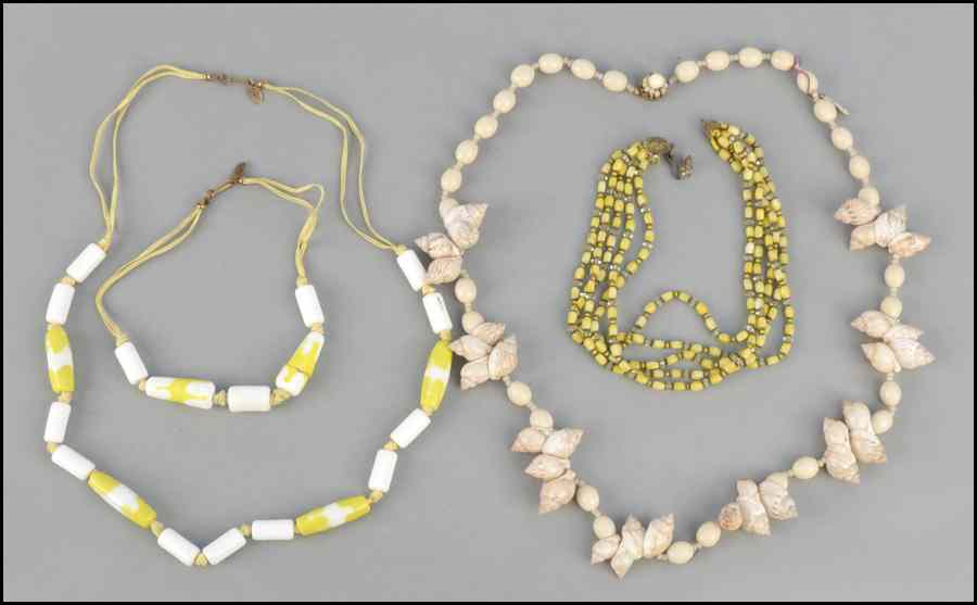 Appraisal: MIRIAM HASKELL FIVE-STRAND NECKLACE Together with a Miriam Haskell shell