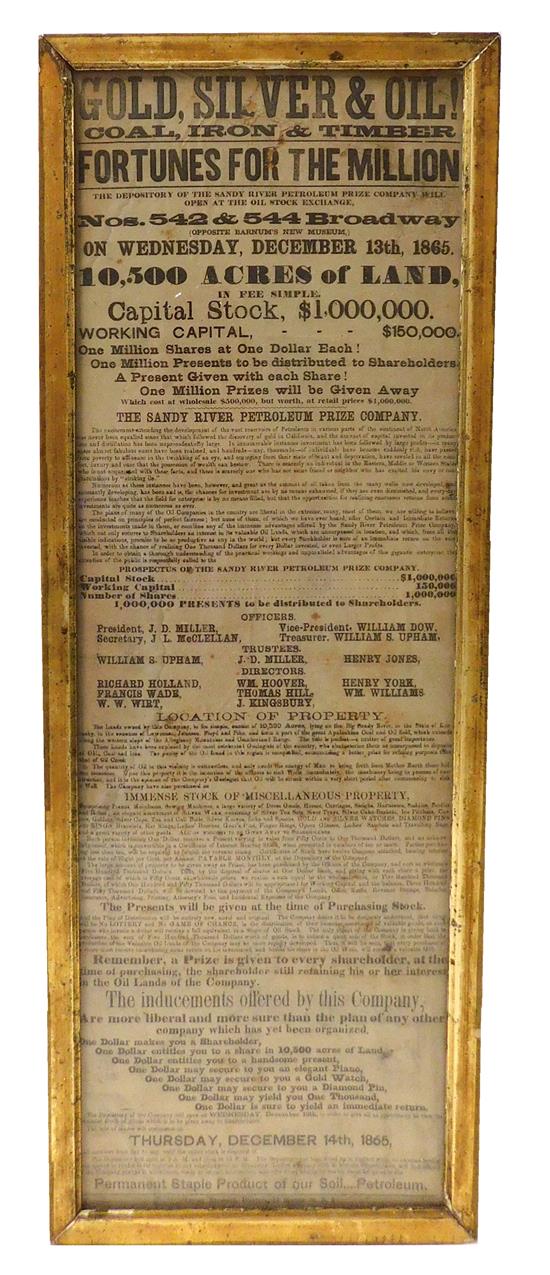 Appraisal: Mid- th C Kentucky gold silver and oil advertising broadside