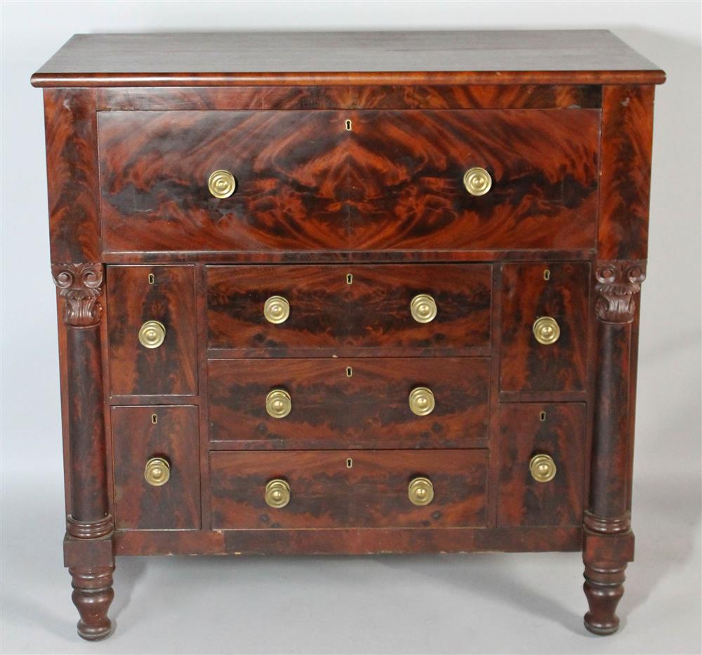 Appraisal: AMERICAN CLASSICAL CARVED MAHOGANY BUTLER'S DESK POSSIBLY MARYLAND having a