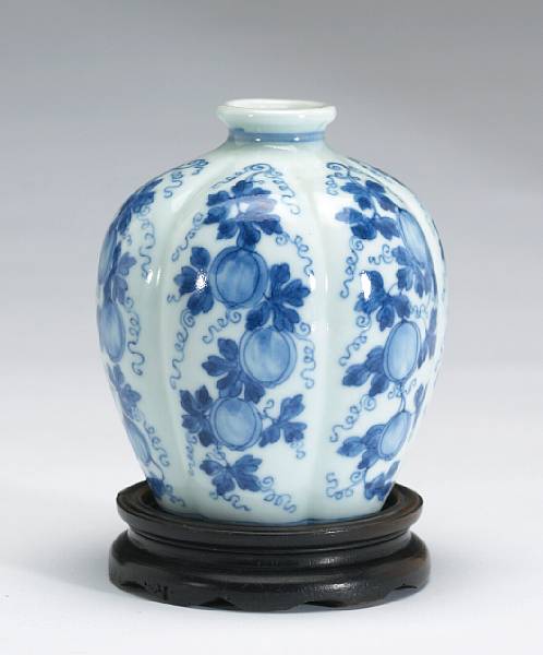 Appraisal: A small blue and white porcelain melon form jar Yongzheng