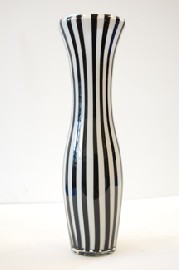 Appraisal: BLACK AND WHITE STRIPED ART GLASS VASE