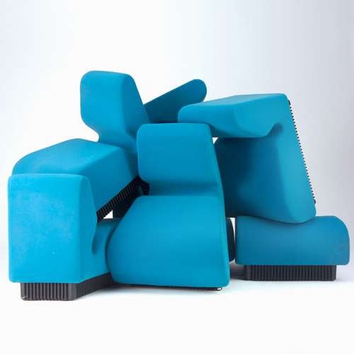 Appraisal: DON CHADWICK HERMAN MILLER Seven-piece modular seating unit with teal