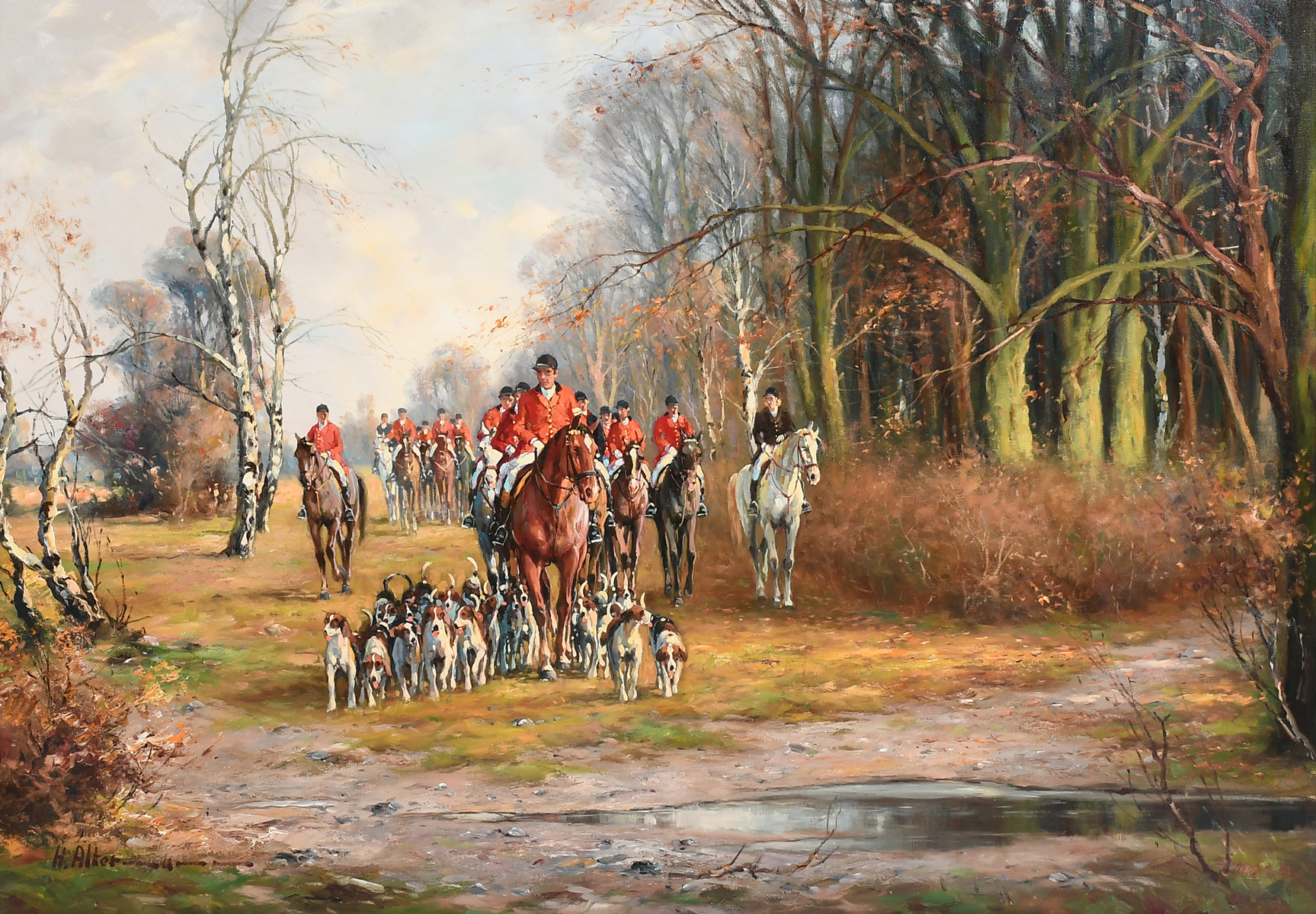 Appraisal: ALTERMANN Horst German - Fox Hunt Scene Oil Canvas ''