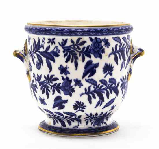 Appraisal: A Paris Porcelain Cache Pot of tapering handled form with