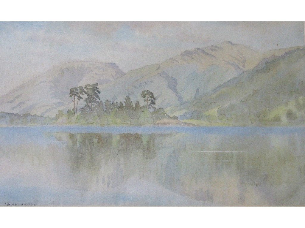 Appraisal: Watercolour lake scene signed E G Anthonisz