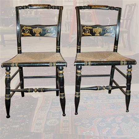 Appraisal: Set of Five Painted and Decorated Fancy Chairs Estimate -