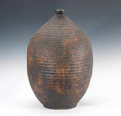 Appraisal: Attributed to Claude Conover American b Dark brown studio pottery