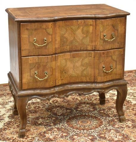 Appraisal: Louis XV style patchwork chest of drawers serpentine case fitted