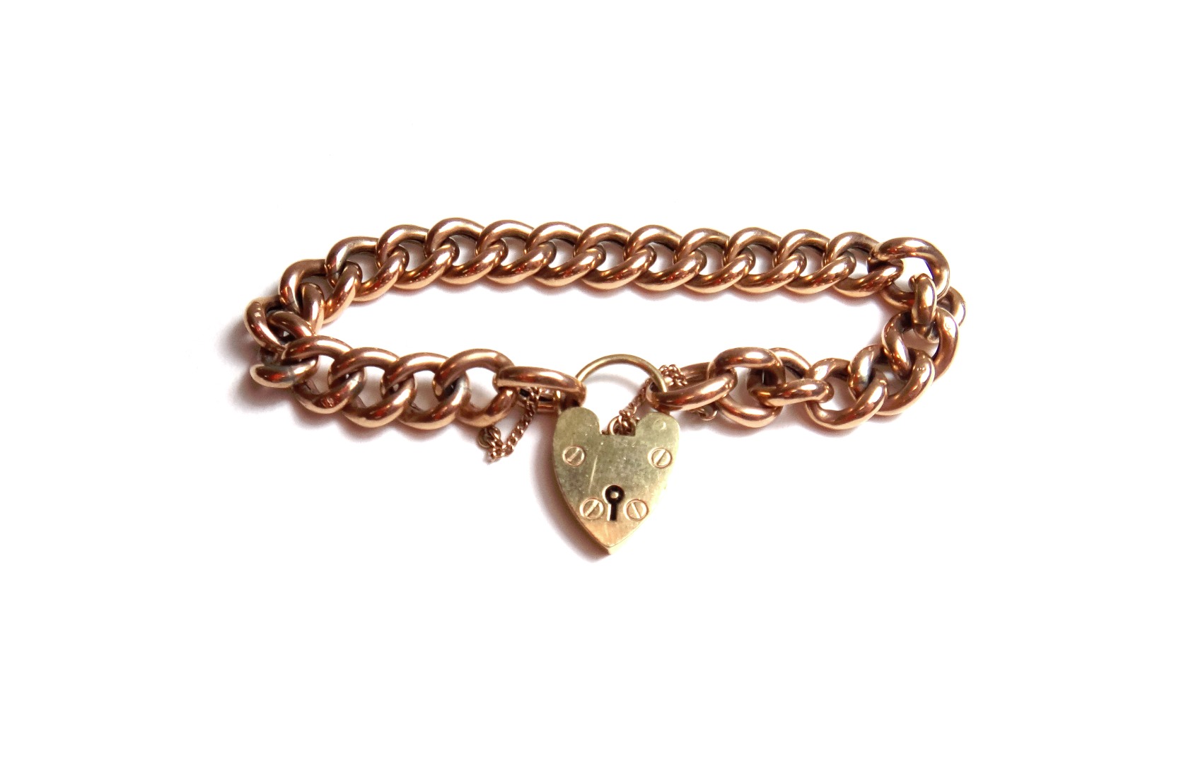 Appraisal: A gold hollow curb link bracelet on a later ct