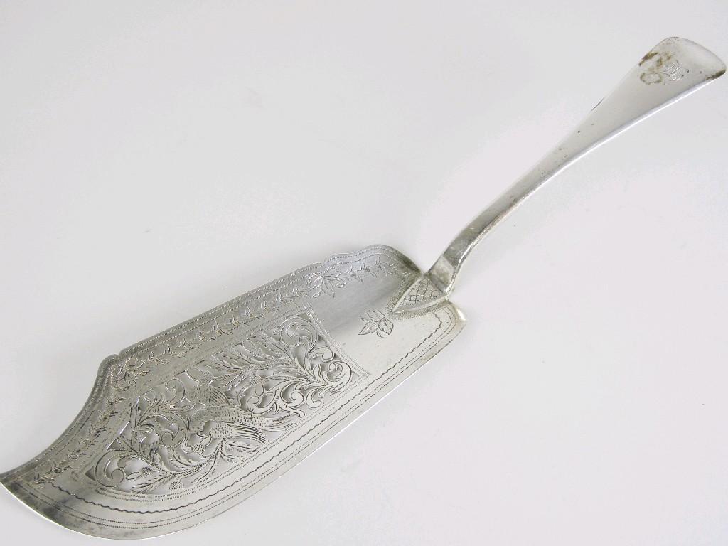 Appraisal: A Victorian Fish Slice old english pattern engraved initials bird