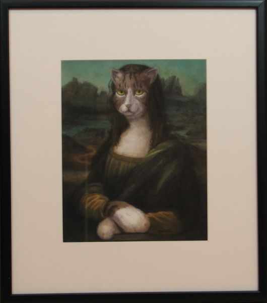 Appraisal: Patricia Hunter Meowna Lisa watercolor x canvas x frameCanvas appears