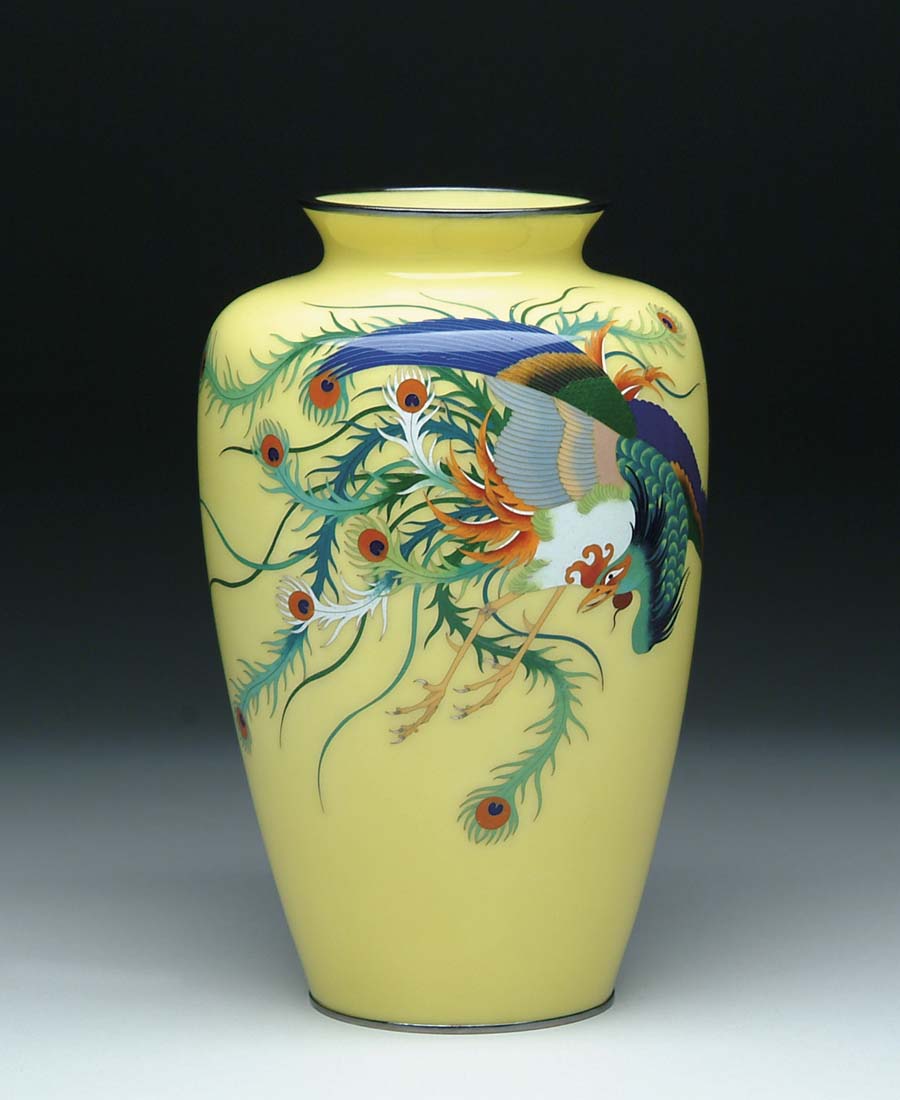 Appraisal: FINE JAPANESE CLOISONN ENAMEL VASE th Century A tapered vase