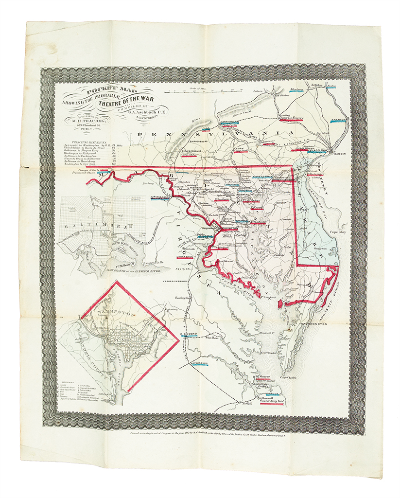 Appraisal: CIVIL WAR--MAP Aschbach G A Pocket Map Showing the Probable